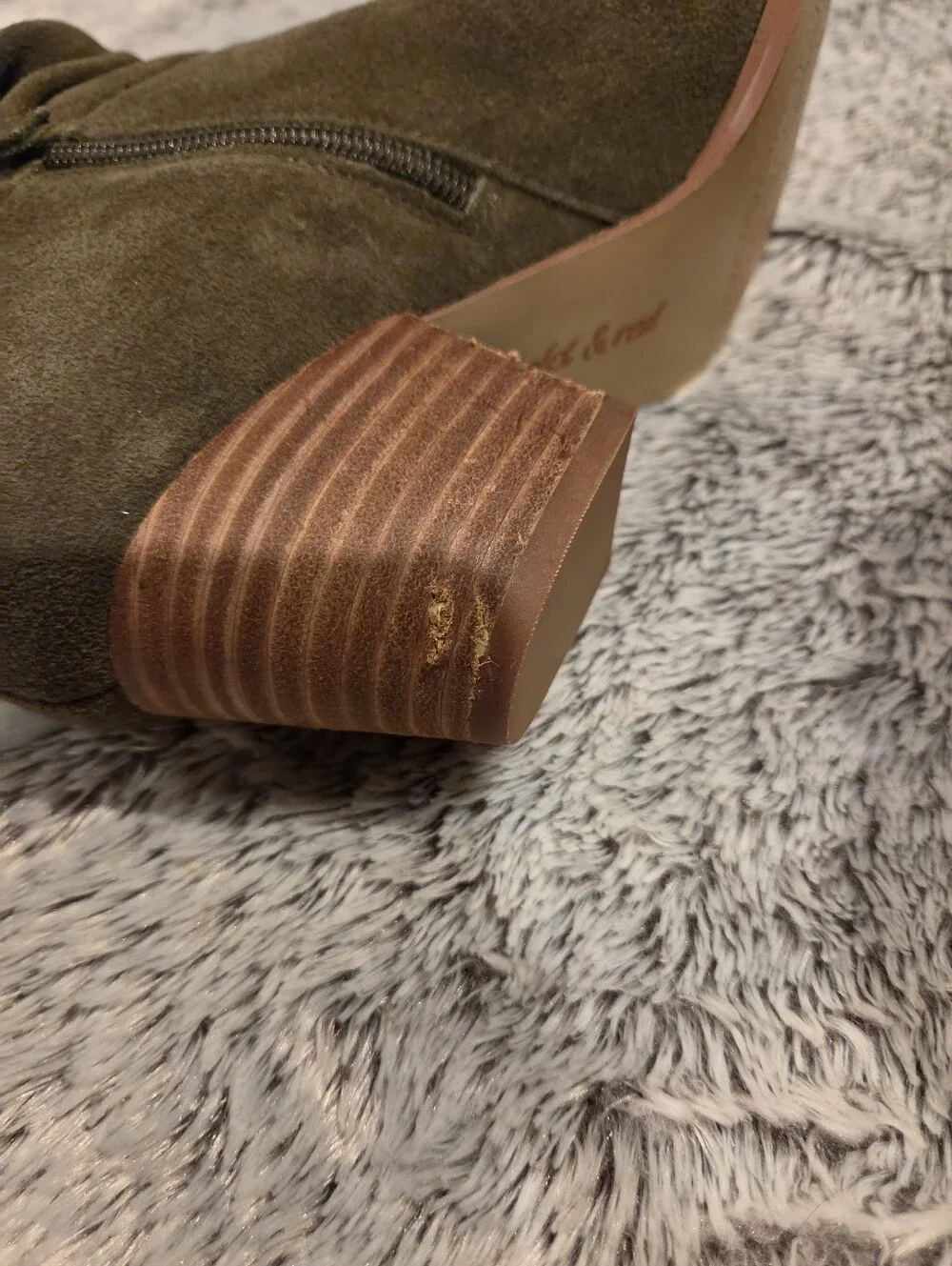 Women's Olive Suede Ankle Boots - Stylish Zipper Booties Sz 9